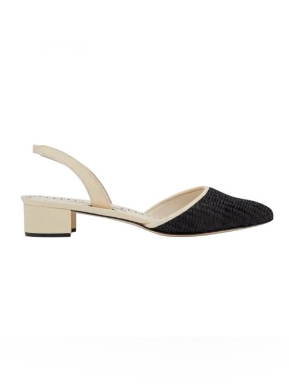 NWT Manolo Blahnik Raffro Leather & Raffia Pointed Toe Block Heel Pumps, Size 35